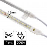 Tira LED 10W Regulable 220V AC SMD 2835 120 LED/m Blanco Cálido IP65 - 10mm