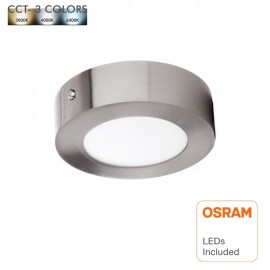 Teto LED 8W Aço Inoxidável Circular - CCT - OSRAM CHIP DURIS E 2835