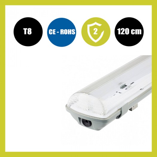 Pantalla estanca para dos tubos LED IP65 120cm