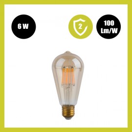 Lâmpada LED Filamento Vintage 6W E27 Gold ST64