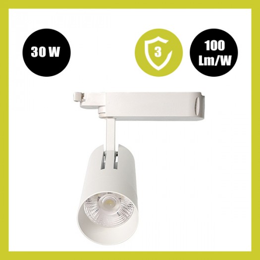 Spot LED VIENA Blanc pour Rail Monophasé 30W - 24° CRI +85