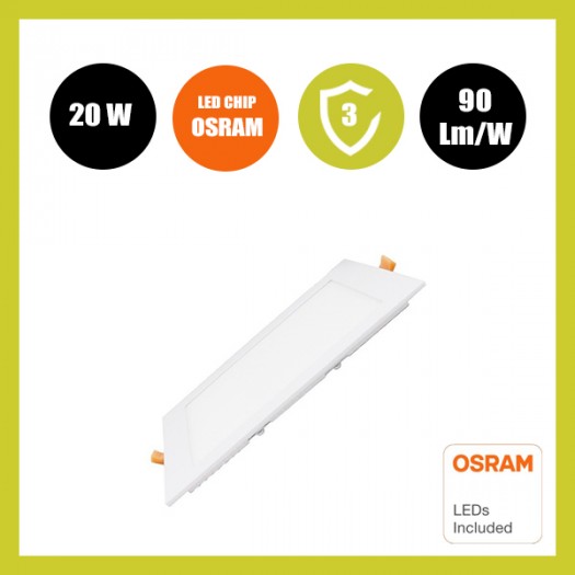 Placa Slim LED Cuadrada 20W OSRAM Chip
