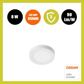 Candeeiro de teto LED Superfície Circular 8W - OSRAM CHIP DURIS E 2835