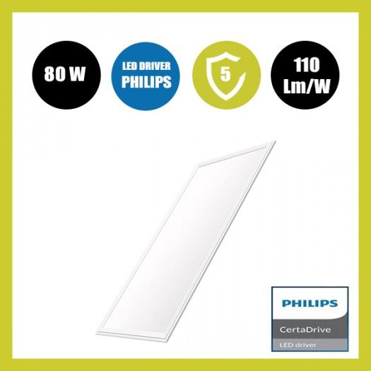 Dalle LED 120x60 80W CERTA Driver Philips - Garantie 5 ans