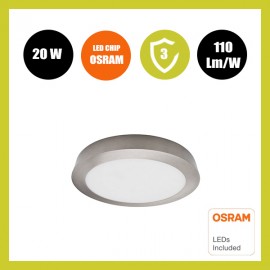Teto LED 20W Aço Inoxidável Circular - CCT - OSRAM CHIP DURIS E 2835