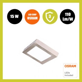 Teto LED 15W Quadrado Aço Inox - CCT - OSRAM CHIP DURIS E 2835