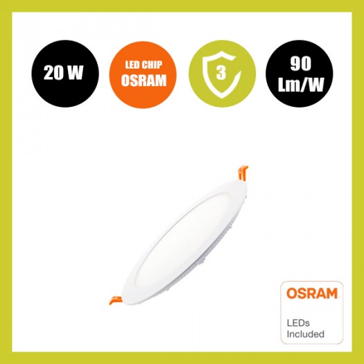 Downlight Slim LED Rond 20W - 120° OSRAM Chip