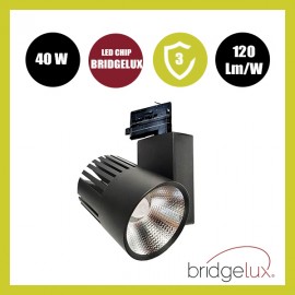 Spot LED 40W GRAZ Noir BRIDGELUX Chip rail Triphasé CRI +90