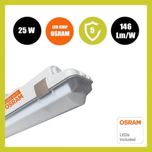 Regleta Estanca LED integrado - 35W-30W-25W-20W - OSRAM Driver - 120cm