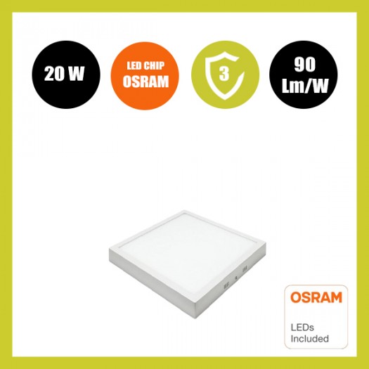 Plafonnier square à LED 20W 120º - OSRAM Chip