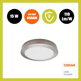 Teto LED 15W Aço Inoxidável Circular - CCT - OSRAM CHIP DURIS E 2835