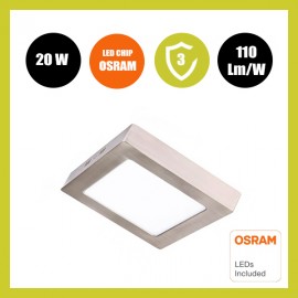 Teto LED 20W Quadrado Aço Inoxidável - CCT - OSRAM CHIP DURIS E 2835
