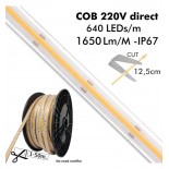 TIRA LED 220V COB 15W/M CORTE CADA 12CM IP65 10 METROS