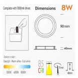 Downlight LED 8W Circular - OSRAM CHIP DURIS E 2835 - CCT - UGR17