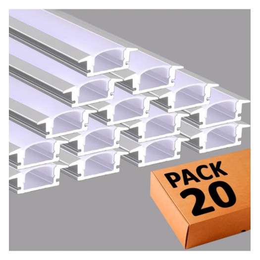 PACK - Perfil Aluminio 2 metros para empotrar - ALAS - para Tiras de LED PACK - Perfil Aluminio 2 metros para empotrar - ALAS - para Tiras de LED