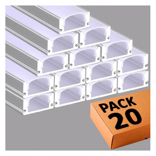PACK - Perfil Aluminio 2 metros en superficie - U - para Tiras de LED PACK - Perfil Aluminio 2 metros en superficie - U - para Tiras de LED